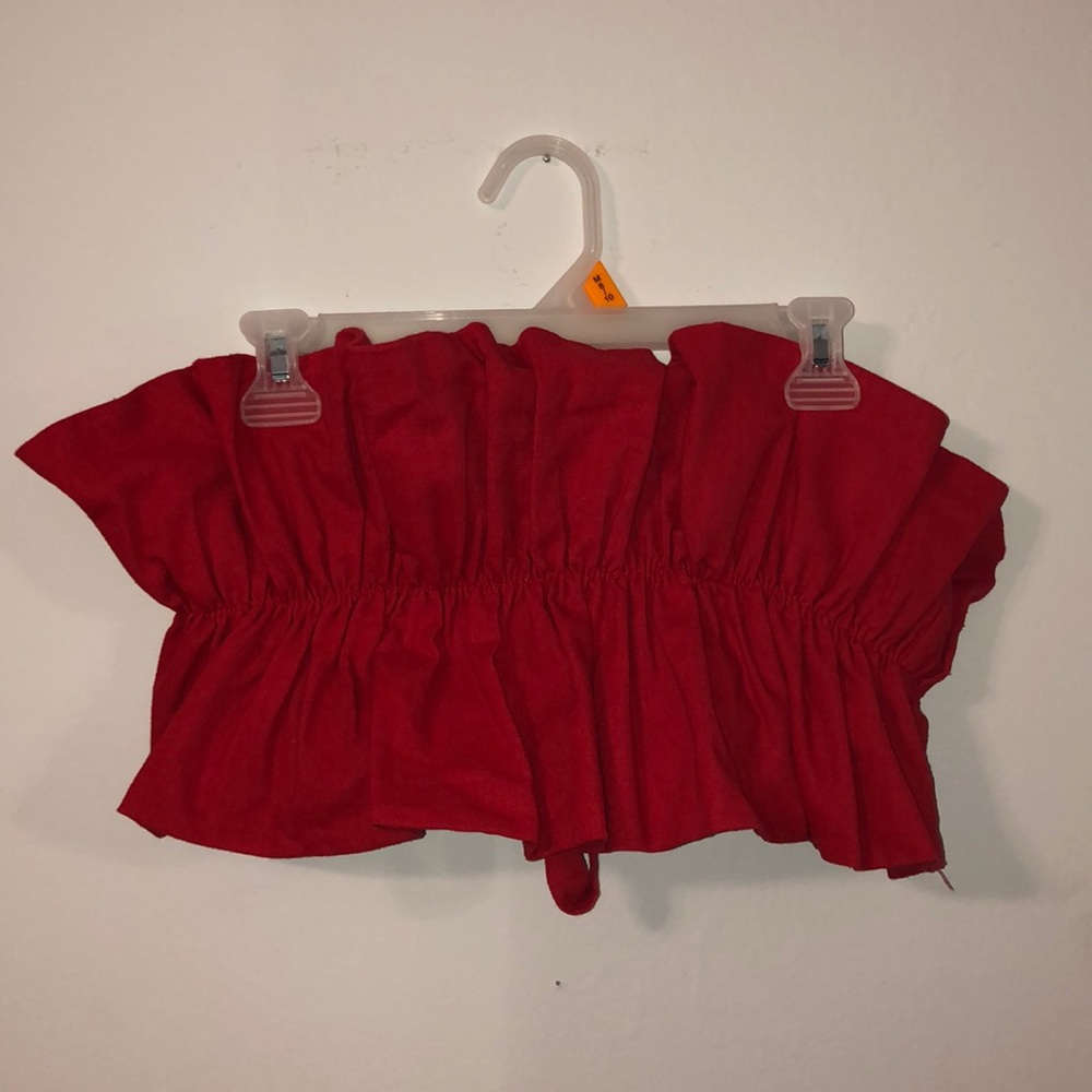 IMPECCABLE PIG (BOUTIQUE) RED RUFFLE CROP TOP